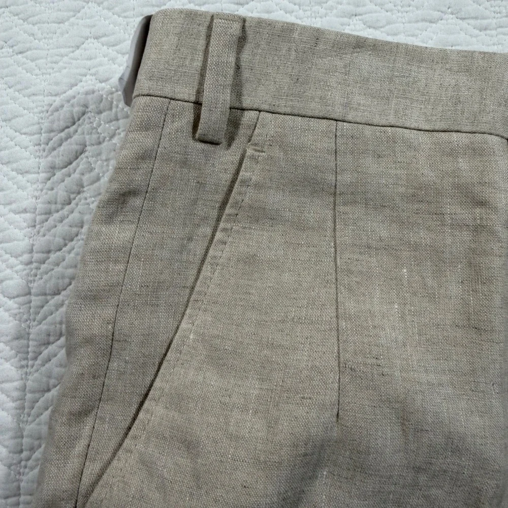 Brioni Cannes 100% Linen Pants Trousers Mens 34 Unhemmed Beige Made in Italy NWT